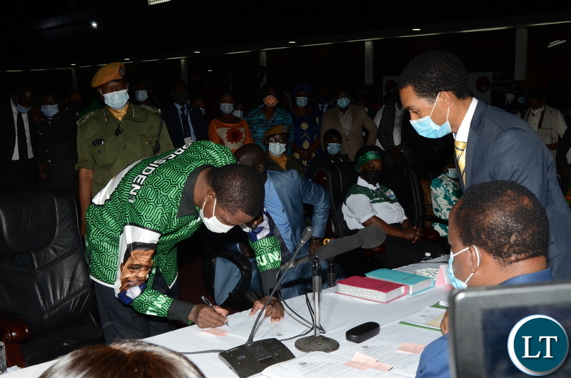 President Lungu during filing of nomination papers at Mulungushi International Conference Centre in Lusaka on Monday, May 17, 2021. PICTURE BY SALIM HENRY/STATE HOUSE ©2021