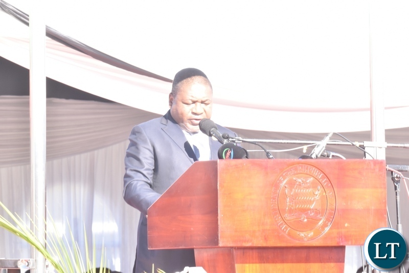 President of Mozambique Filipe Nyusi delivering his speech during the official opening of Kazungula Bridge