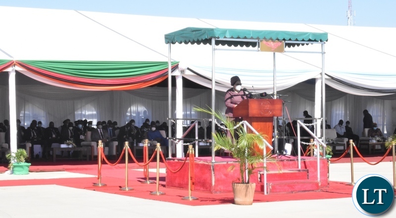 SADC Executive Secretary Dr Stergomena Lawerence Tax delivering her speech during the official opening of Kazungula bridge