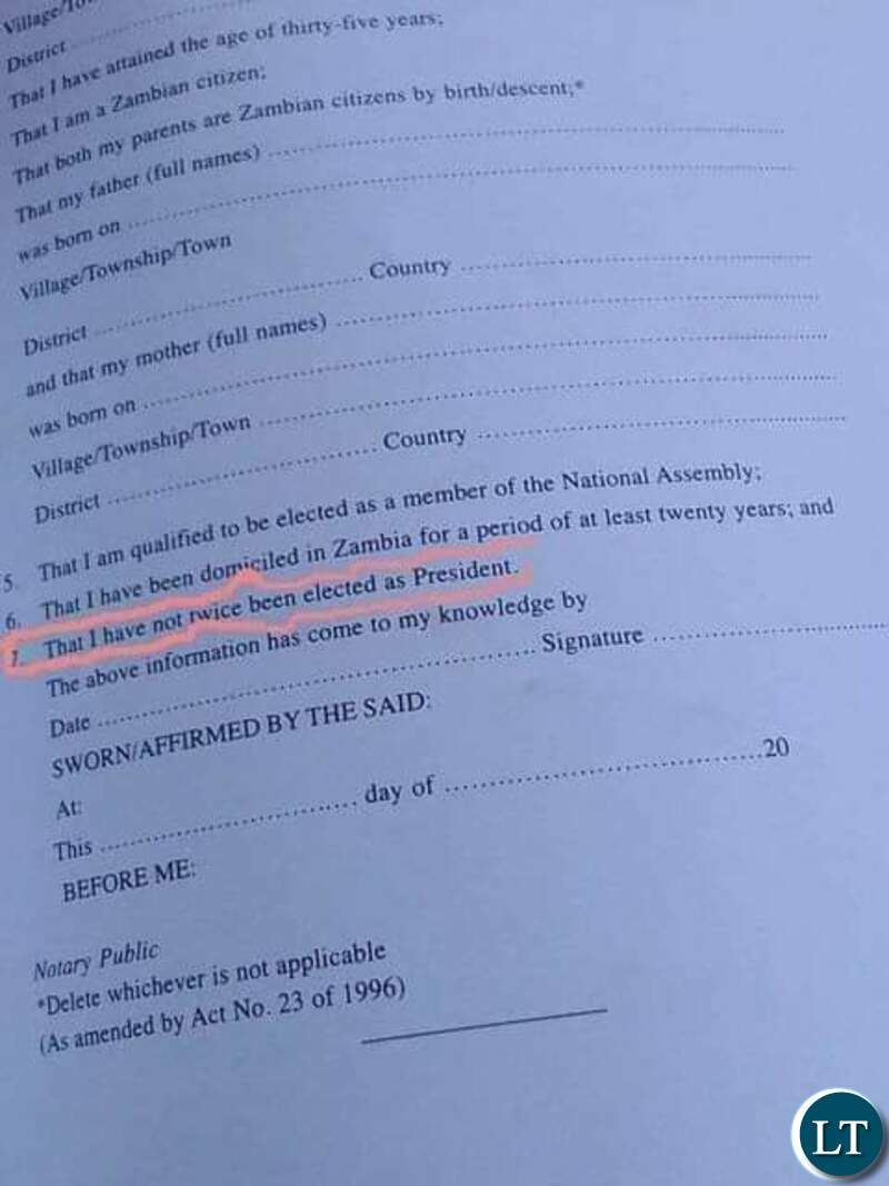 The affidavit in Dispute 