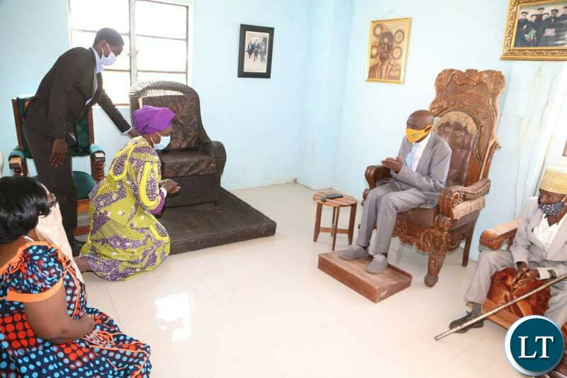 Vice President Inonge Wina and President Edgar Lungu decision Professor Nkandu Luo paying a courtesy call on Paramount Chief Chitimukulu of the Bemba speaking people 