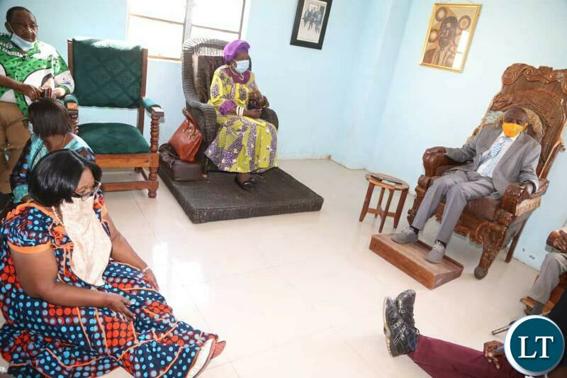 Vice President Inonge Wina and President Edgar Lungu decision Professor Nkandu Luo paying a courtesy call on Paramount Chief Chitimukulu of the Bemba speaking people 