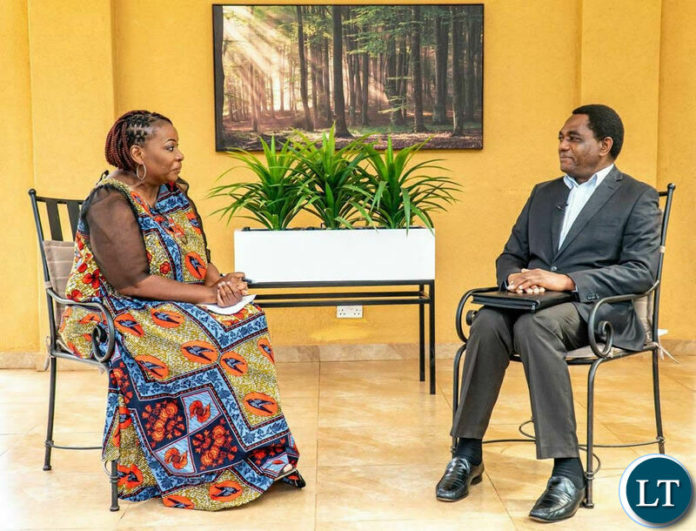 UPND leader Hakainde Hichilema being interviewed by Kwangu Liwewe