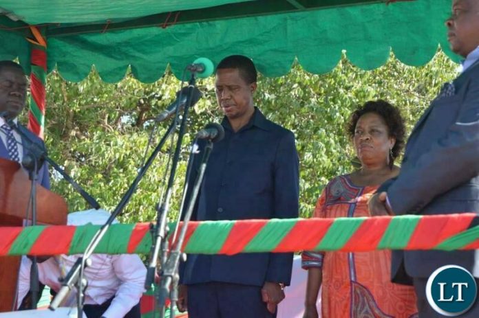 President Lungu at the labour Day Celebrations with Labour Minister Joyce Nonde