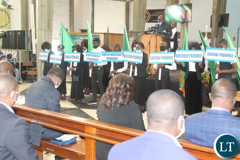 PRESIDENT Edgar Lungu and Rev.Godfridah Sumaili at National Prayer initiative for 2021 peaceful elections at Cathedral of the Holy Cross in Lusaka.