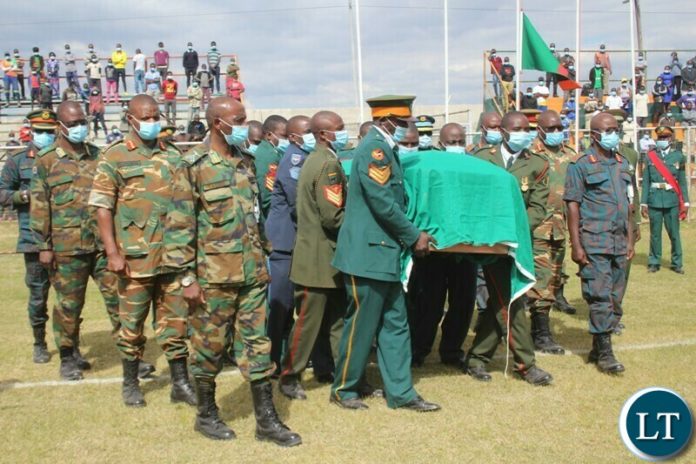 PALL Bearers carry the casket of the late former first republican President Dr. Kenneth Kaunda upon arrival at St Mawagali Trades grounds in Choma yesterday. PALL Bearers carry the casket of the late former first republican President Dr. Kenneth Kaunda upon arrival at St Mawagali Trades grounds in Choma yesterday.