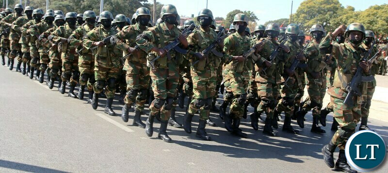Defence personnel showcasing their military skills during the commemoration of defence day at the freedom statue in Lusaka. Picture by SUNDAY BWALYA/ ZANIS