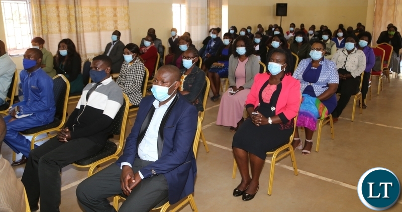 Civil servant in Solwezi District following the proceeding during the meeting with Vice President Inonge Wina at Solwezi Trades yesterday. Saturday, June 12, 2021. Picture by ROYD SIBAJENE/ZANIS