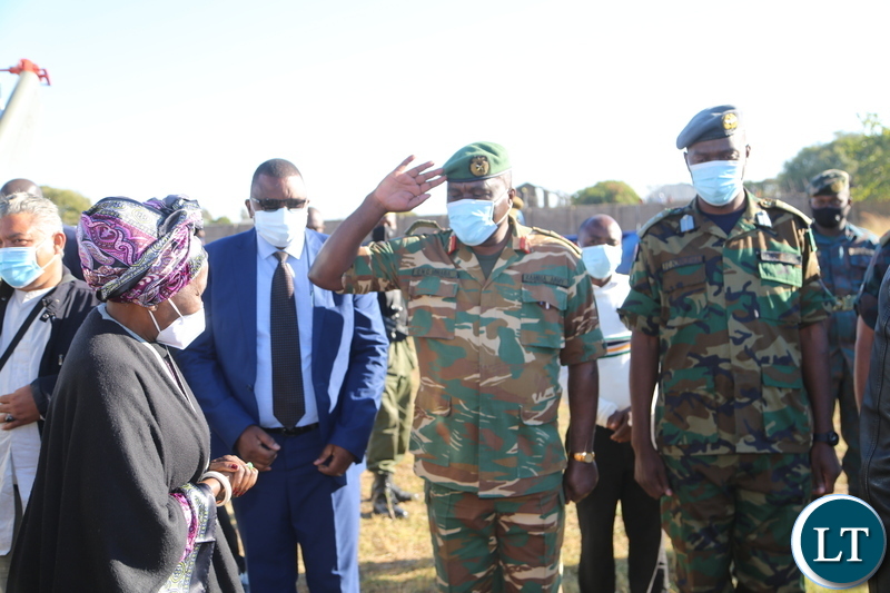 Vice President Inonge Wina, Presidential running mate Prof. Nkandu Luo flanked by Central Province Permanent Secretary Bernard Chomba on arrival at Kabwe trust School grounds the Vice is in the province for the two day visit. Yesterday, Wednesday, June 16, 2021. Picture by ROYD SIBAJENE/ZANIS
