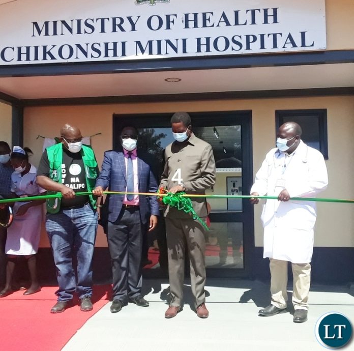 From (left) is former health Minister Chitalu Chilufya, Luapula province Permanent Secretary Charles Mushota, President Edgar Lungu and Luapula province health Director Dr Peter Bwalya cutting the ribbon to officially commission Chikonshi Mini Hospital in Chief Matanda's Chiefdom in Mansa district.Picture by SUNDAY BWALYA/ ZANIS From (left) is former health Minister Chitalu Chilufya, Luapula province Permanent Secretary Charles Mushota, President Edgar Lungu and Luapula province health Director Dr Peter Bwalya cutting the ribbon to officially commission Chikonshi Mini Hospital in Chief Matanda's Chiefdom in Mansa district.Picture by SUNDAY BWALYA/ ZANIS