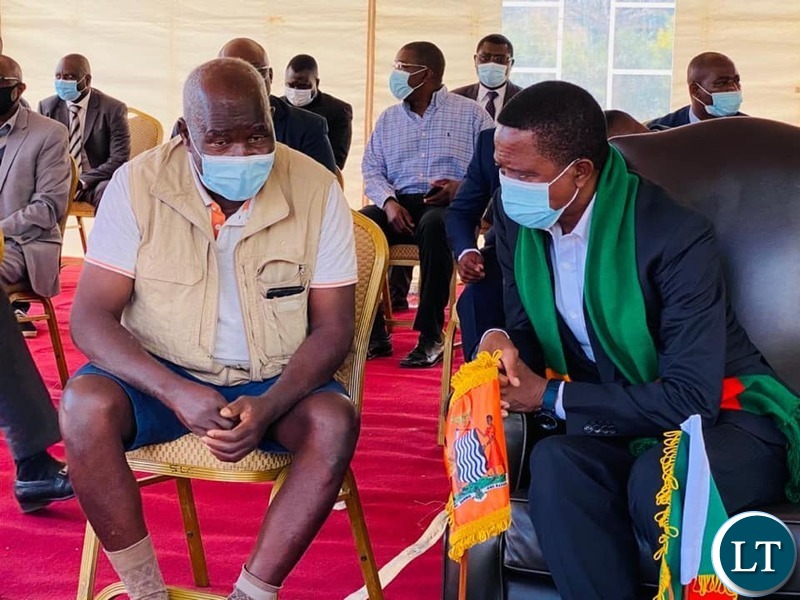 President Lungu with Panji Kaunda, the first son of the late President Dr Kenneth Kaunda