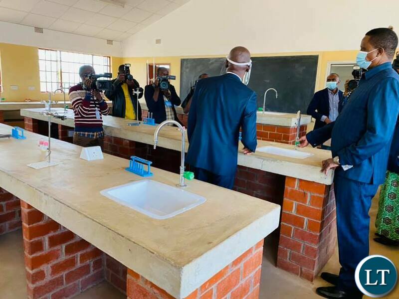 President Lungu inspecting Kafunkha Day Secondary school in Katete district, Eastern Province