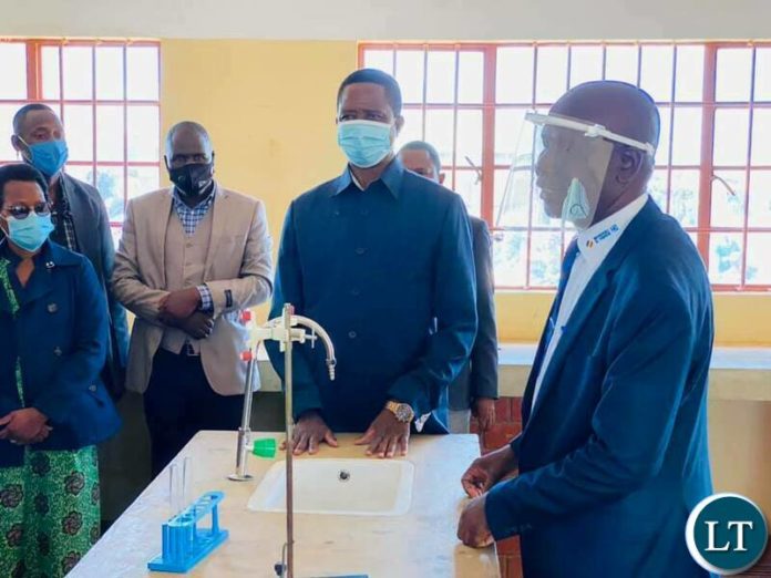 President Lungu inspecting Kafunkha Day Secondary school in Katete district, Eastern Province