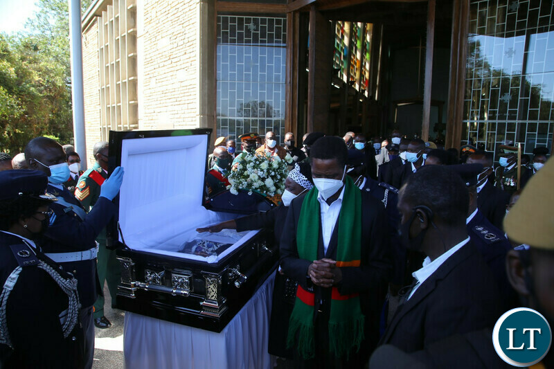 President Edgar Lungu body viewing the late Chief Justice,Ireene Mambilima at Anglican Cathedral of the holy cross in Lusaka.