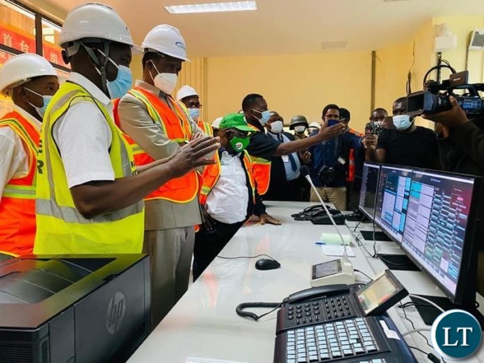 President Edgar Lungu commissioning the first 150 megawatts turbine at Kafue Gorge Lower