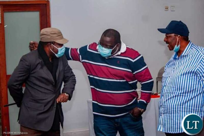 Mr Kambwili with two UPND Vice Presidents