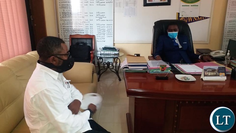 Northern Province Permanent Secretary Royd Chakaba meeting with Neria's Investments General Manager Mr Martin Chaikatisha