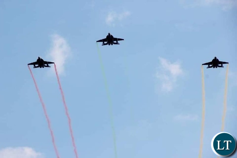 The Zambia Air Force Fly past at the  burial of the late President Kenneth Kaunda