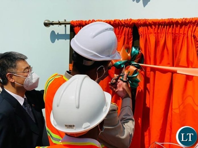 President Edgar Lungu commissioning the first 150 megawatts turbine at Kafue Gorge Lower