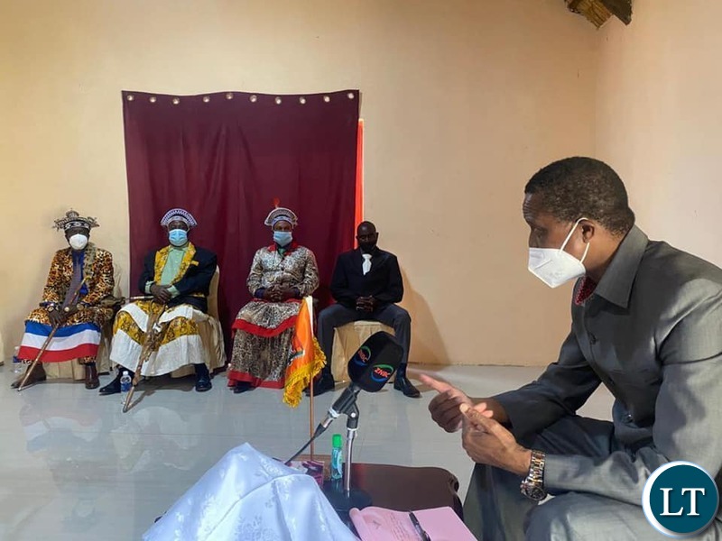 President Lungu meeting Zambezi chiefs namely; Senior Chief Ishindi, Chief Ishima, Chief Mpidi, Chief Chinyama,