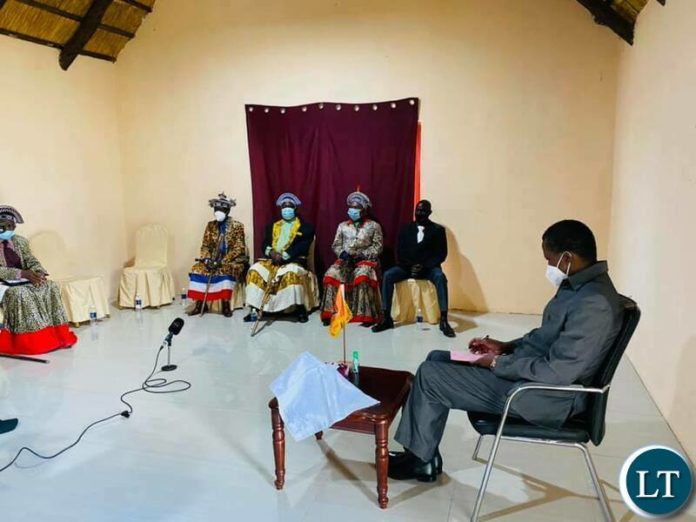 lungu2 President Lungu meeting Zambezi chiefs namely; Senior Chief Ishindi, Chief Ishima, Chief Mpidi, Chief Chinyama,