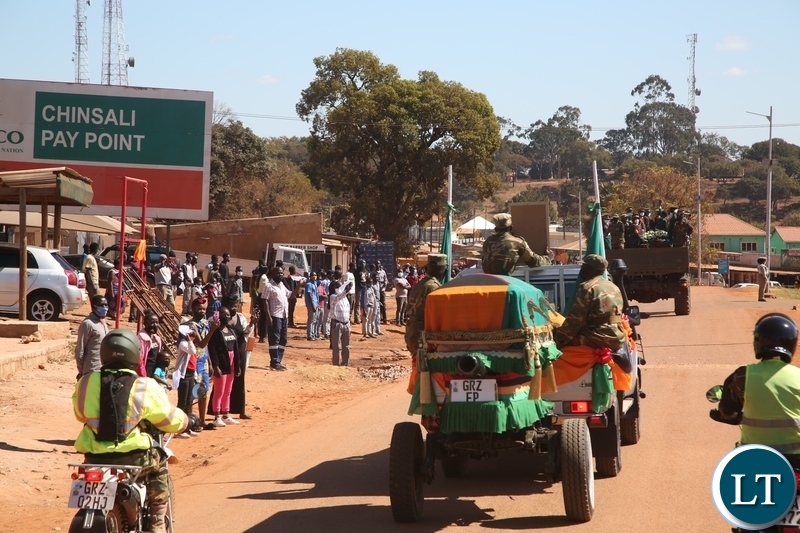 THE casket of late First President of Zambia Dr.Kenneth kaunda arrives in Chansali