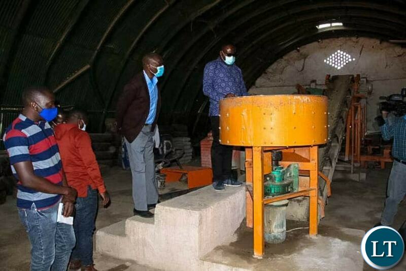 Paver making machine donated to Pavco Enterprise, a youth group owned company in Mansa district in Luapula Province
