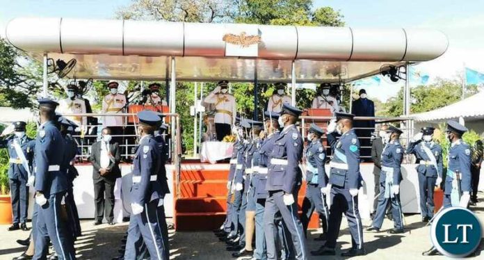 President Lungu at the commissioning of 30 officer cadets of the Zambia Air force in Livingstone