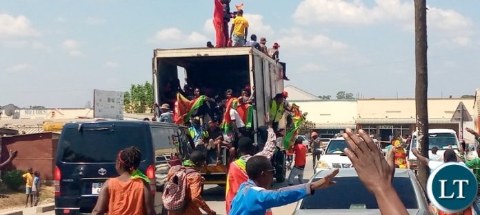 Some of the catching scenes of Ndola residents who trooped the streets of Ndola to celebrate the victory of Mr. Hakainde Hichilema as 7th Republican President elect of Zambia. Picture by Frank Ching'ambu/ ZANIS