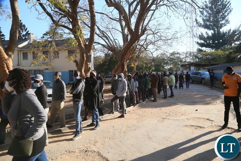 Thousands of people queue to cast there votes at silverest polling in Chongwe District 