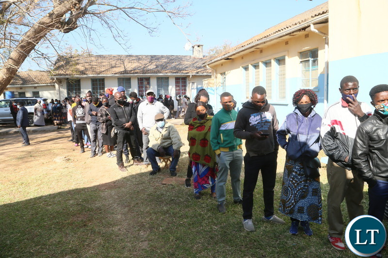 Thousands of people queue to cast there votes at silverest polling in Chongwe District 