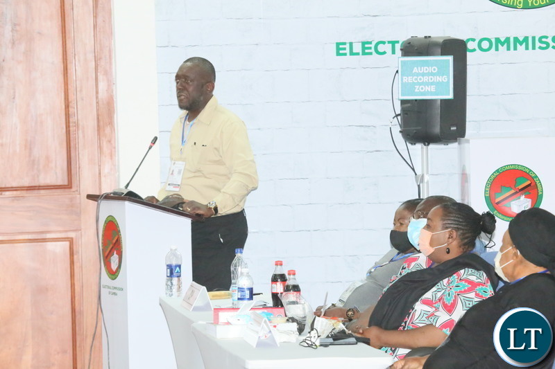 UPND chairman elections Garry Nkomba speaking during question and answer at National Results Center Mulungushi conference center in Lusaka