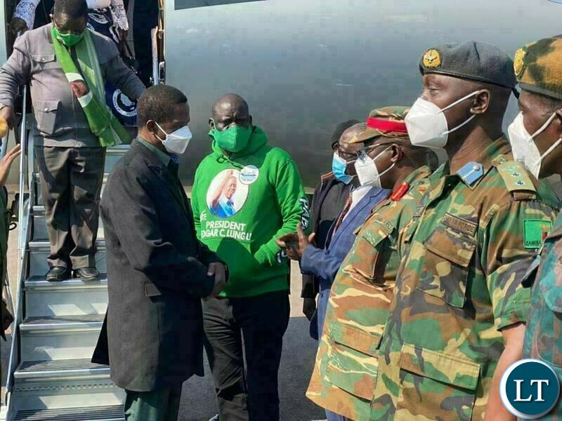President Edgar Lungu arrives in Solwezi for the burial of North Western province provincial Chairman, Jackson Kungo