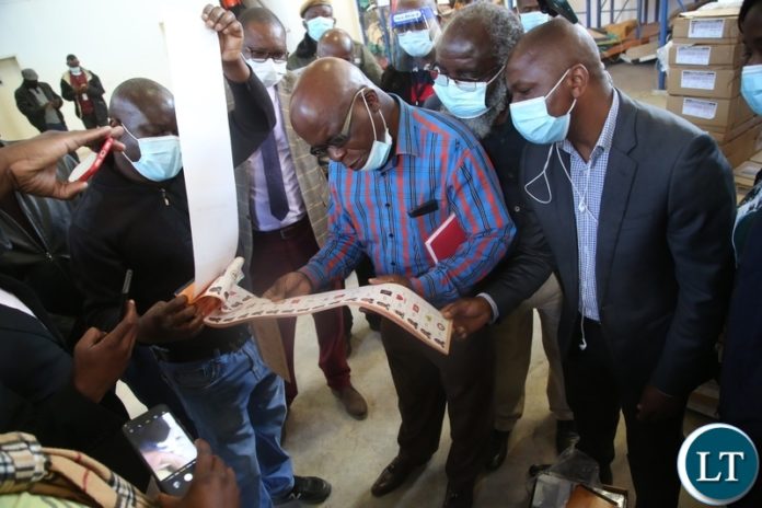 SOME of political party stakeholders cross check the Presidential ballot papers during the verification of 2021 August general election in Lusaka. SOME of political party stakeholders cross check the Presidential ballot papers during the verification of 2021 August general election in Lusaka.