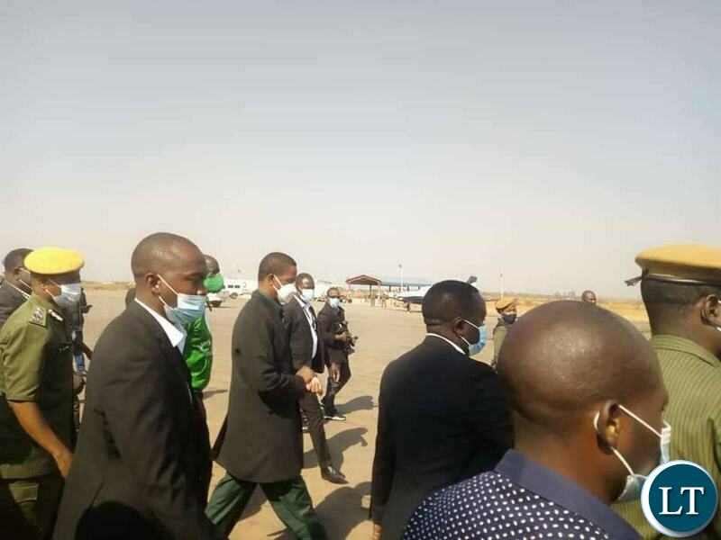 President Edgar Lungu arrives in Solwezi for the burial of North Western province provincial Chairman, Jackson Kungo