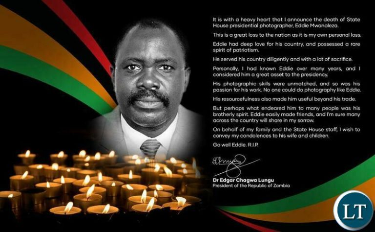 President Lungu  mourns State house photographer