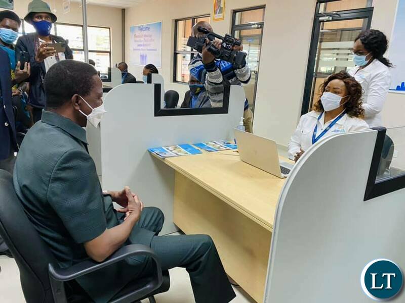President Lungu at the newly constructed Zambia Revenue Authority office complex in Chinsali.
