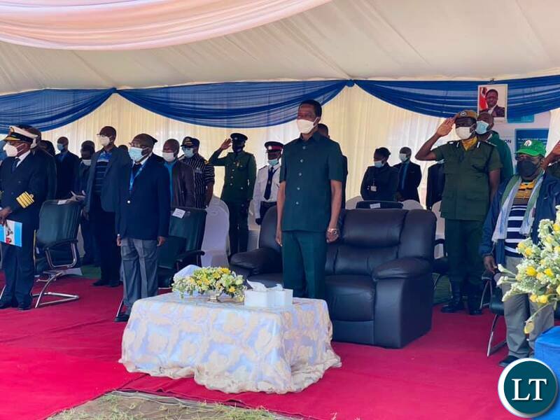 President Lungu at the newly constructed Zambia Revenue Authority office complex in Chinsali.