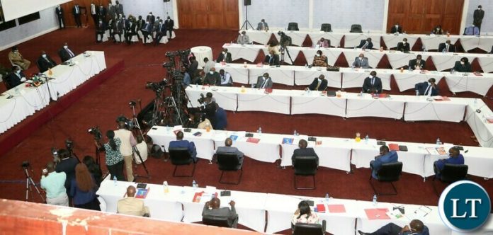 President Hakainde Hichilema delivering his speech during the induction of Cabinet Ministers and Provincial Ministers at Mulungushi Conference Centre. Monday, September 13, 2021. Picture by ROYD SIBAJENE/ZANIS