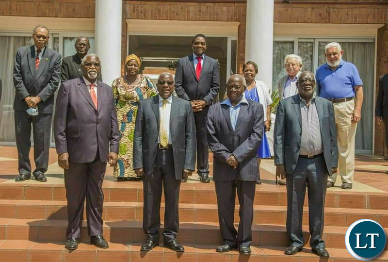 President Hakainde Hichilema with a group of senior citizens under the umbrella of Our Civic Duty Association (OCIDA), an organisation that promotes good governance and economic development for all