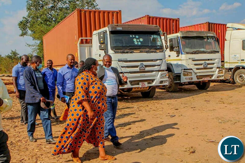 Trucks at the ZAPID Farms awaiting for clearance from the Ministry of Lands.