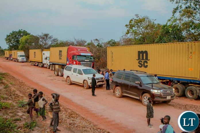 Trucks at the ZAPID Farms awaiting for clearance from the Ministry of Lands.