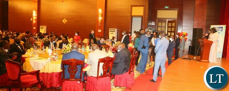 Vice President Mutale Nalumango delivering her speech during the Vice President fundraising Gala Dinner at Golden Peacock hotel