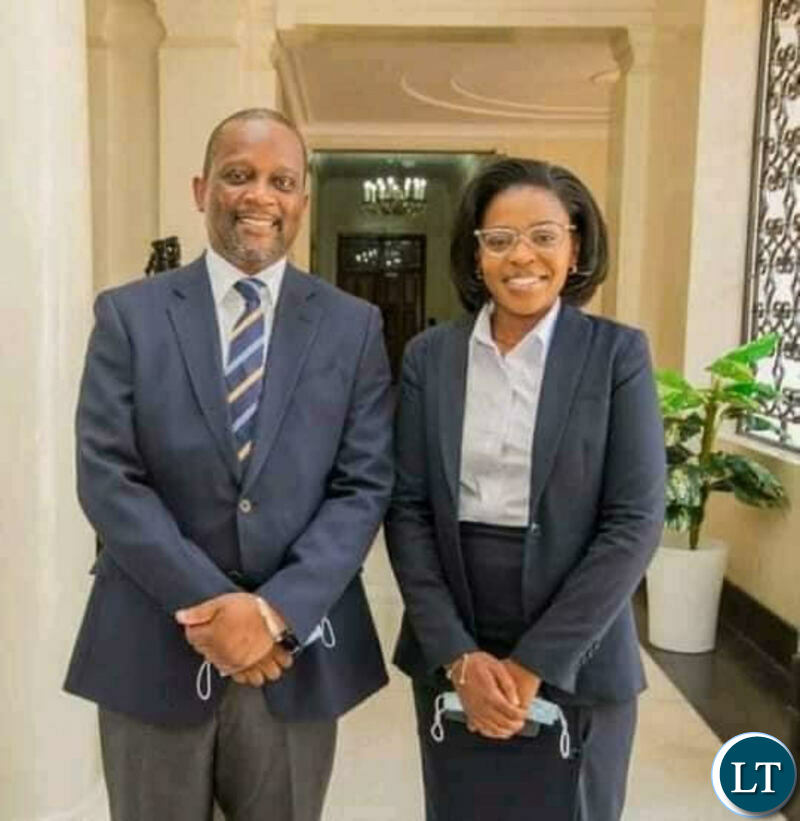 Chipo with State House Chief of Staff and Principal Private Secretary to President Mwanawasa Bradford Machila.