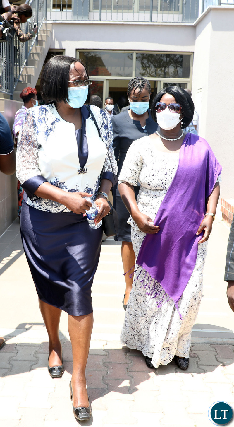 Former first Ladies Christine Kaseba Sata and Esther Lungu leaves shortly after Late President Michael Sata's memorial Mass at Embassy Park in Lusaka on Thursday, October 28,2021-Picture by THOMAS NSAMA/ZANIS          