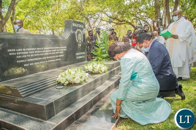 HH and First Lady at the remembrance ceremony in honor of the United Party for National Development (UPND) Founding President Anderson Mazoka