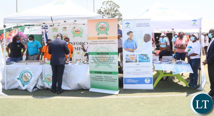 Exhibiters in there stands during the relaunch of COVID-19 vaccine at OYDC