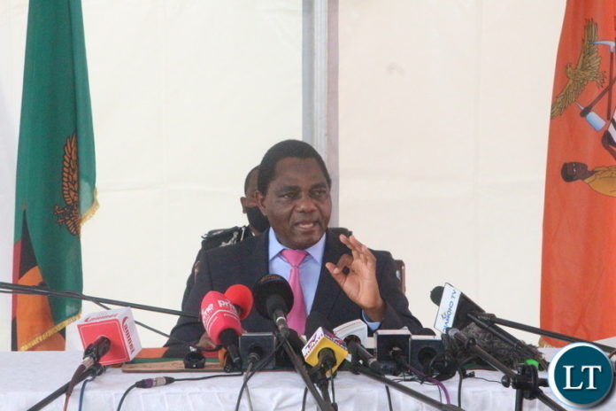 President Hakainde Hichilema addressing a Press Conference at State House on Thursday, 30th September, 2021.