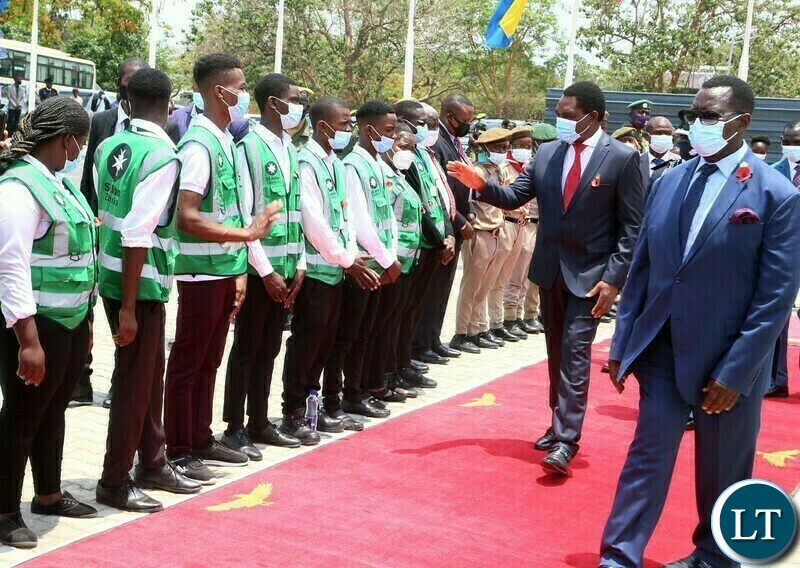 President Hakainde Hichilema wave at the cardats   during the remembrance day of the first World War at the Cenotaph in Lusaka yesterday. Sunday, November 14, 2021. Picture by ROYD SIBAJENE/ZANIS