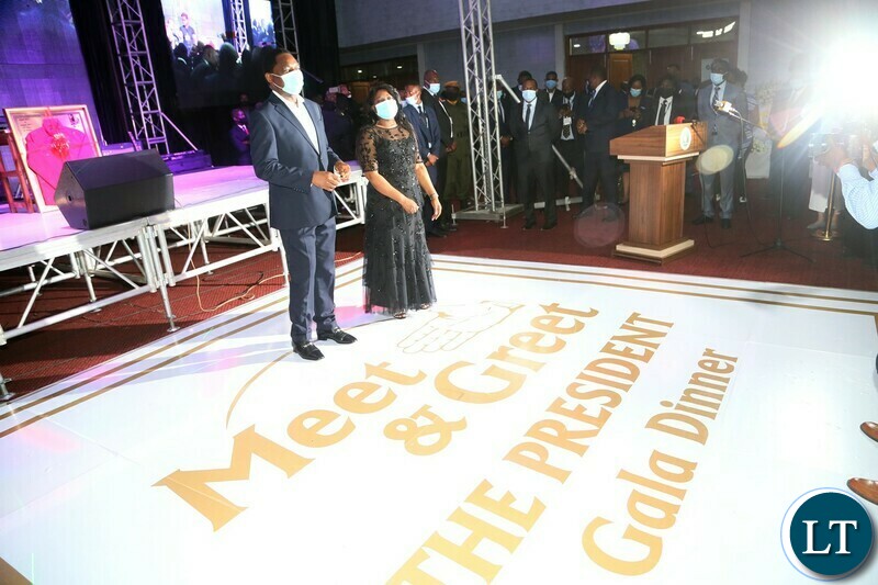 President Hakainde Hichilema and First lady Mutinta Hichilema opening the dance floor during the Gala Dinner and meet the President at Mulungushi Conferance Center